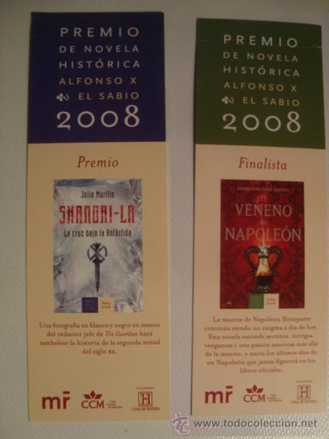 Coleccionismo Marcap&aacute;ginas: PREMIO NOVELA HIST&Oacute;RICA ALFONSO X EL SABIO 2008 - SHANGRI-LA - GANADOR Y FINALISTA.