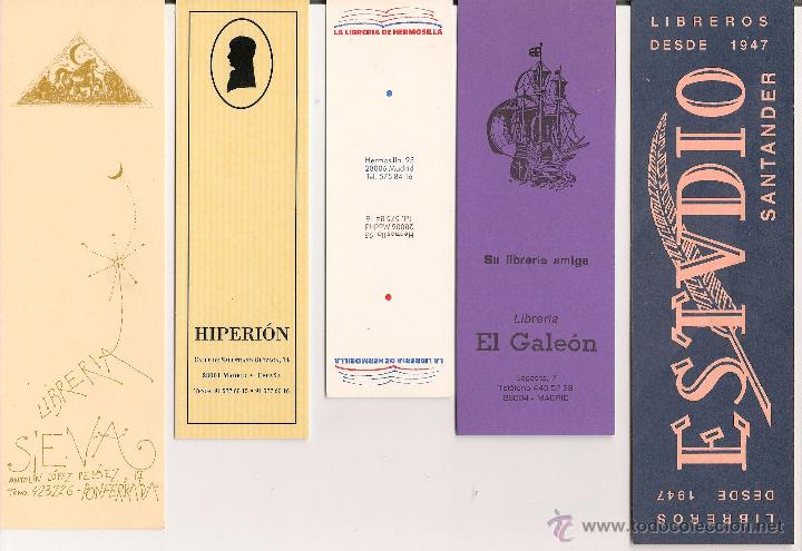 Coleccionismo marcap&aacute;ginas: Lote 5 marcap&aacute;ginas librer&iacute;as - Foto 1