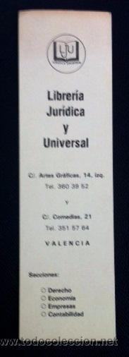 Coleccionismo Marcap&aacute;ginas: MARCAP&Aacute;GINAS - LIBRER&Iacute;A JUR&Iacute;DICA Y UNIVERSAL - VALENCIA