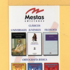 Coleccionismo Marcapáginas: MARCAPÁGINAS DE EDICIONES MESTAS TITULOS CLÁSICOS ORTOGRAFIA BÁSICA SERIE APRENDE CALIGRAFIAS Y MAS. Lote 50049951