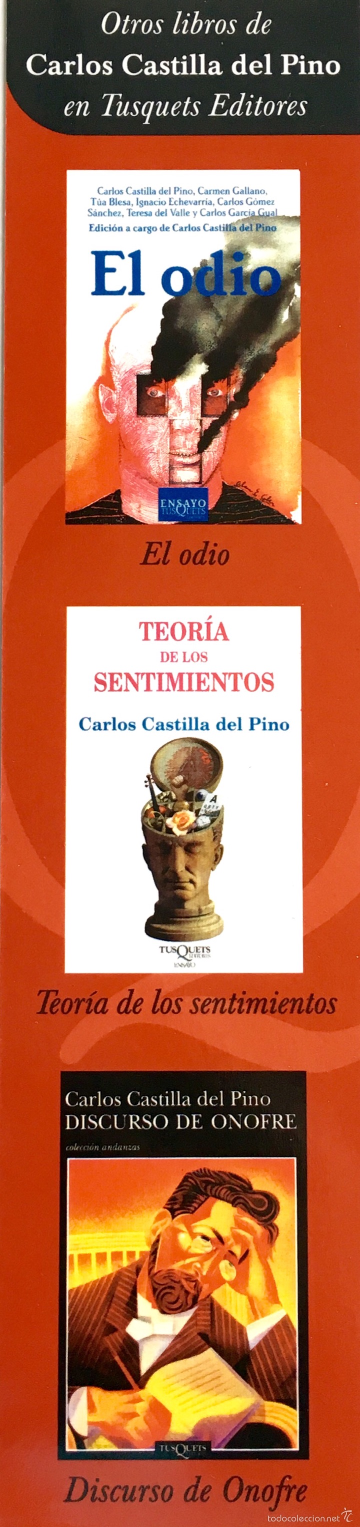 Coleccionismo marcap&aacute;ginas: Marcapaginas libros de Carlos Castilla del Pino - Foto 2