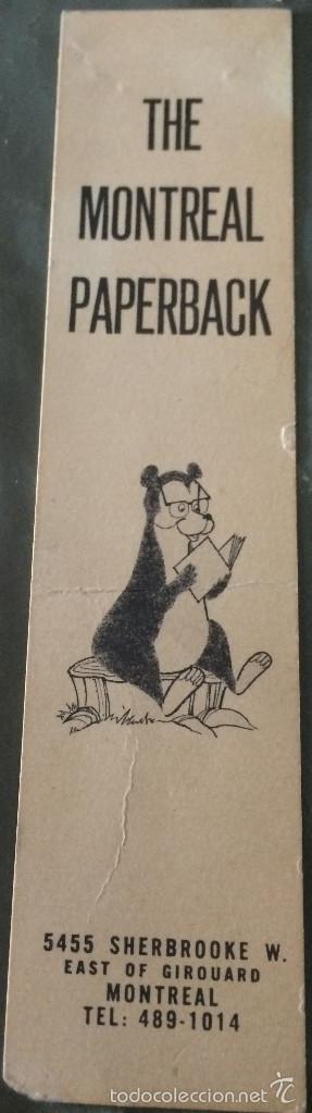 Collectionnisme Marque-pages: Marcap&aacute;ginas o punto de libro. Publicitario de librer&iacute;a de Montreal, Canad&aacute;. A&ntilde;os 80. En ingl&eacute;s.