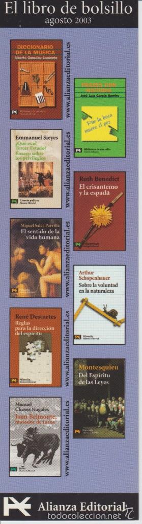 Coleccionismo Marcap&aacute;ginas: MARCAPAGINAS PUNT DE LLIBRE -ED. ALIANZA EDITORIAL AGOSTO 2003