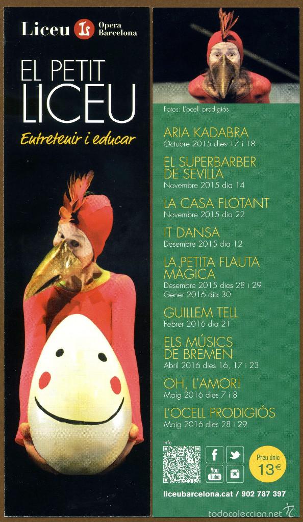 Coleccionismo Marcap&aacute;ginas: Marcap&aacute;ginas LICEU - OPERA EL PETIT ENTRETENIR I EDUCAR / N&ordm; 63