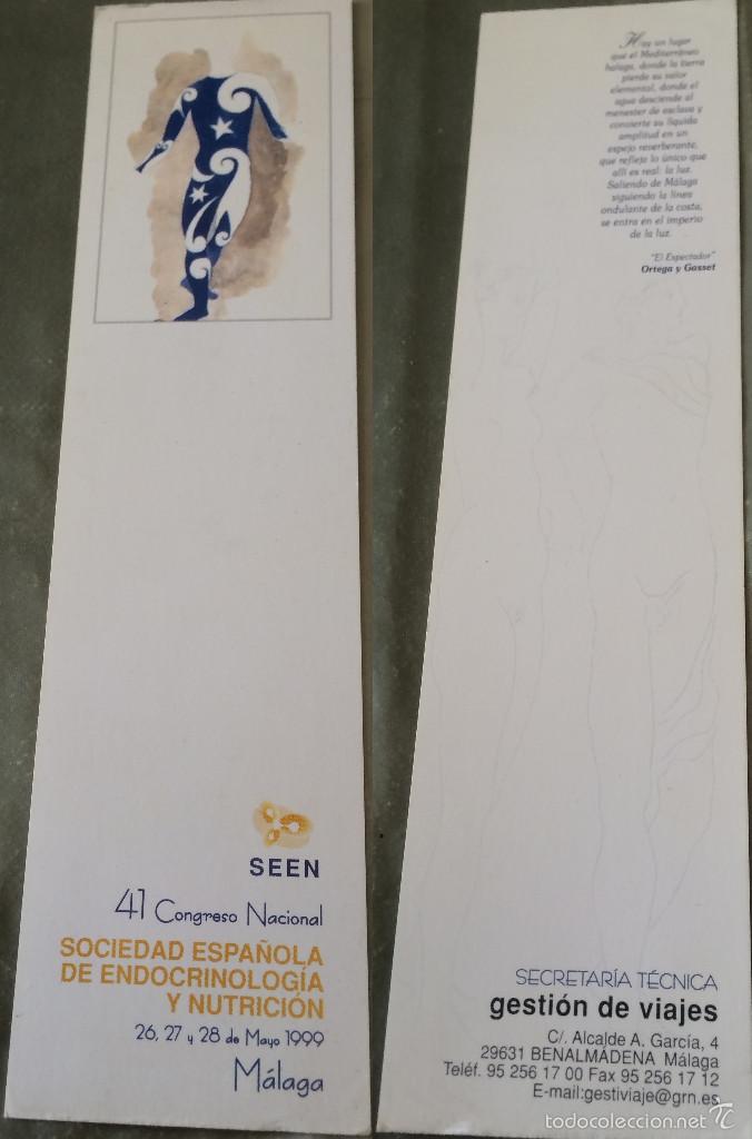 Collezionismo Segnalibri: Marcap&aacute;ginas o punto de libro. 41 Congreso Nacional de endocrinolog&iacute;a, M&aacute;laga 1999.
