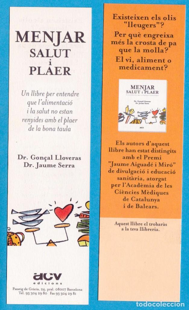 Sammeln von Lesezeichen: MENJAR, SALUT I PLAER. ACV EDICIONS. PUNTO DE LIBRO / MARCAP&Aacute;GINAS