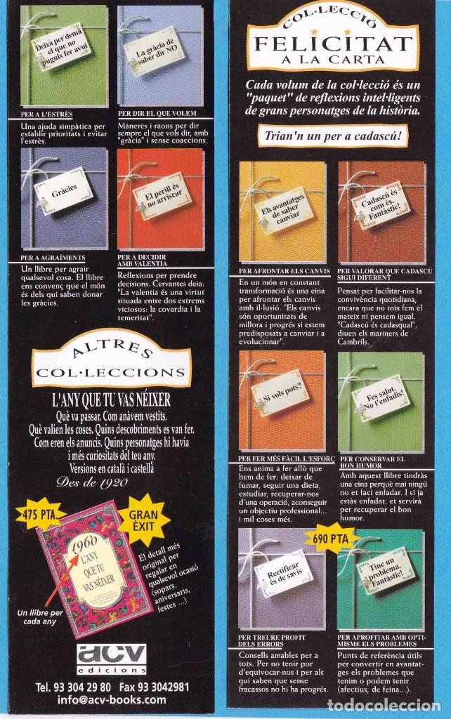 Coleccionismo Marcap&aacute;ginas: COLECCI&Oacute; FELICITAT A LA CARTA / L'ANY QUE VAS N&Eacute;IXER. ACV EDICIONS. PUNTO DE LIBRO / MARCAP&Aacute;GINAS