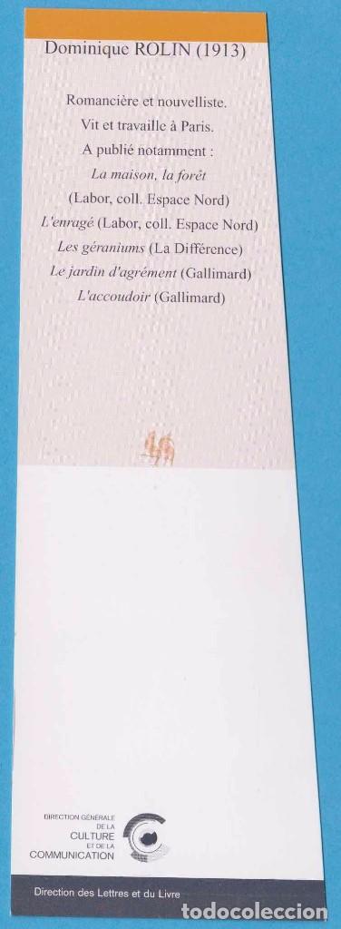 Collezionismo Segnalibri: DOMINIQUE ROLIN. DIRECTION DES LETTRES ET DU LIVRE. FRANCIA. PUNTO DE LIBRO