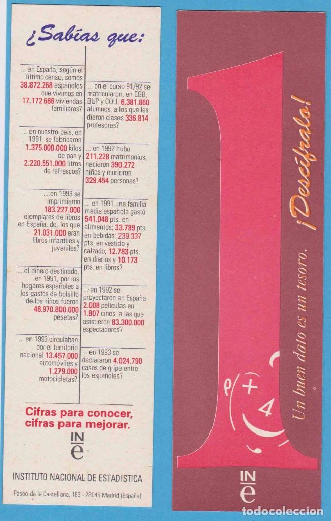 Collezionismo Segnalibri: UN BUEN DATO ES UN TESORO INE. INSTITUTO NACIONAL DE ESTAD&Iacute;STICA 90'S. BARCELONA. PUNTO DE LIBRO