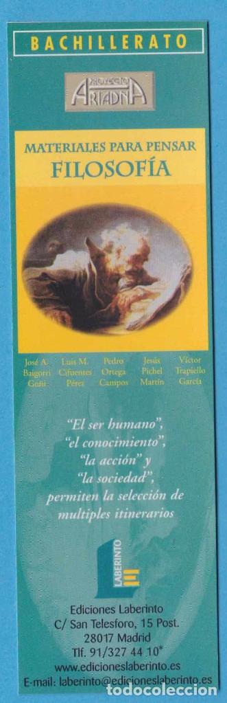 Sammeln von Lesezeichen: MATERIALES PARA PENSAR FILOSOF&Iacute;A. BACHILLERATO. PROYECTO ARIADNA. EDICIONES LABERINTO. PUNTO LIBRO