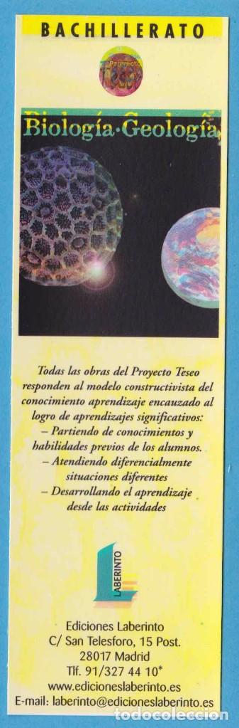 Collectables Bookmark: BIOLOG&Iacute;A GEOLOG&Iacute;A (IMPRESI&Oacute;N FUERA DE REGISTRO). PROYECTO TESEO. EDICIONES LABERINTO. PUNTO LIBRO