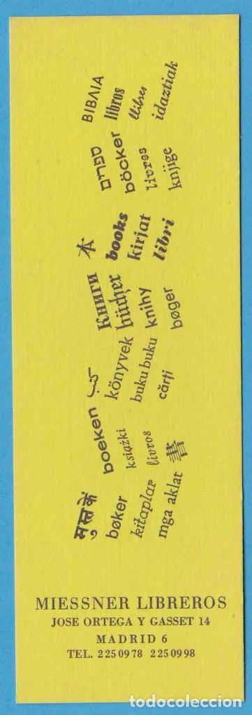 Collectables Bookmark: MIESSNER LIBREROS. MADRID. PUNTO DE LIBRO