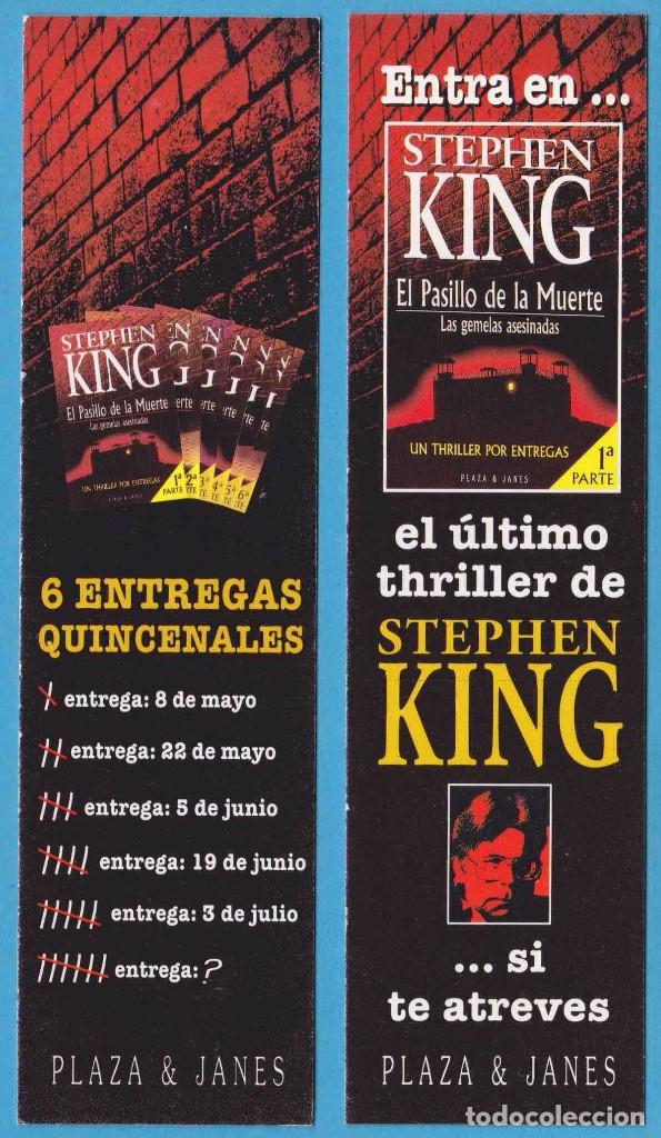 Coleccionismo marcap&aacute;ginas: EL PASILLO DE LA MUERTE. STEPHEN KING. PLAZA & JAN&Eacute;S. PUNTO DE LIBRO, MARCAP&Aacute;GINAS