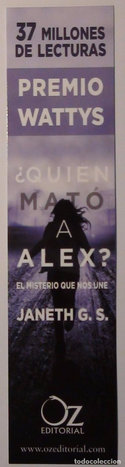Coleccionismo Marcap&aacute;ginas: MARCAPAGINAS - OZ EDITORIAL - &iquest;QUI&Eacute;N MAT&Oacute; A ALEX? - JANETH G. S.