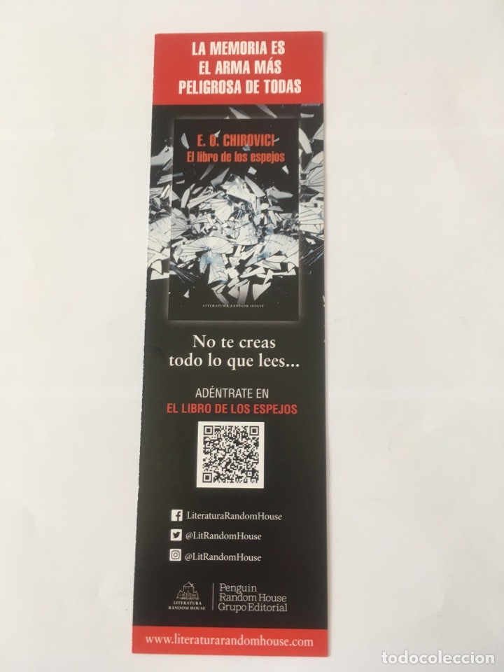 Coleccionismo marcap&aacute;ginas: Marcap&aacute;ginas o punto de libro El libro de los espejos - Foto 2