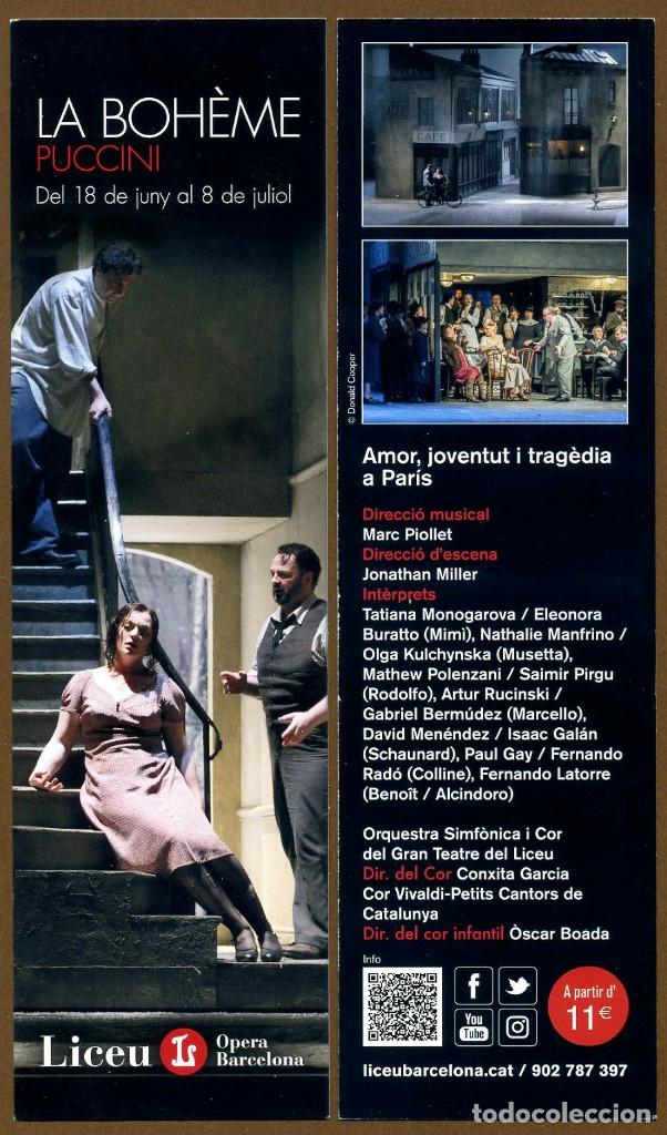 Coleccionismo marcap&aacute;ginas: Marcap&aacute;ginas LICEU - LA BOH&Egrave;ME PUCCINI / N&ordm; 57 - Foto 1