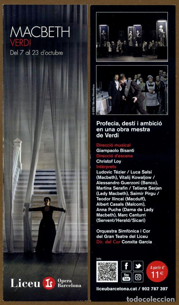 Coleccionismo marcap&aacute;ginas: Marcap&aacute;ginas LICEU - MACBERTH VERDI / N&ordm; 64 - Foto 1