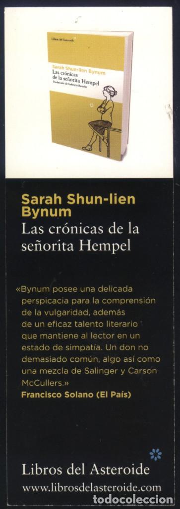 Sammeln von Lesezeichen: A-5391- PUNTO DE LIBRO. MARCAP&Aacute;GINAS. LAS CR&Oacute;NICAS DE LA SE&Ntilde;ORA HEMPEL. LIBROS DEL ASTEROIDE.