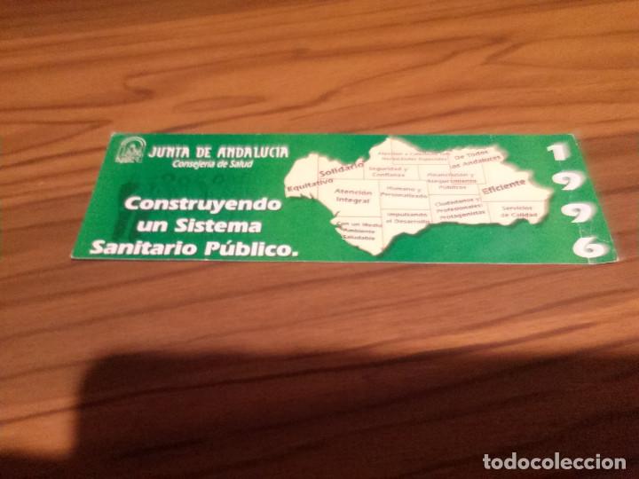 Coleccionismo Marcap&aacute;ginas: MARCAPAGINAS. JUNTA DE ANDALUCIA. SOBRE SANIDAD. POR DETR&Aacute;S CALENDAR&Iacute;O DE 1996. BUEN ESTADO. RARO