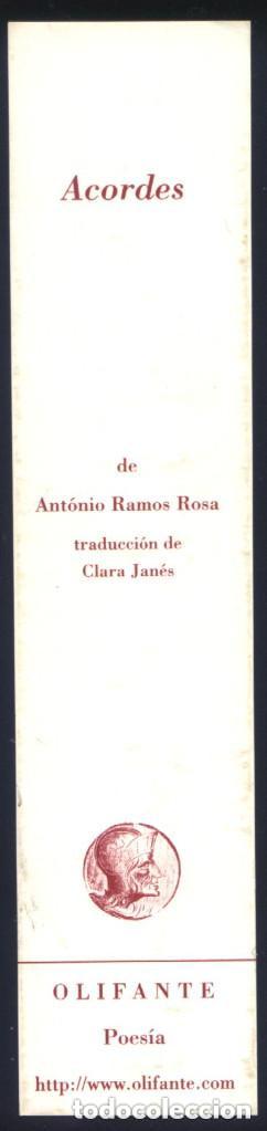 Sammeln von Lesezeichen: A-4715- PUNTO DE LIBRO. MARCAP&Aacute;GINAS. POESIA. ACORDES. ANTONIO R&Aacute;MOS ROSA. OLIFANTE.
