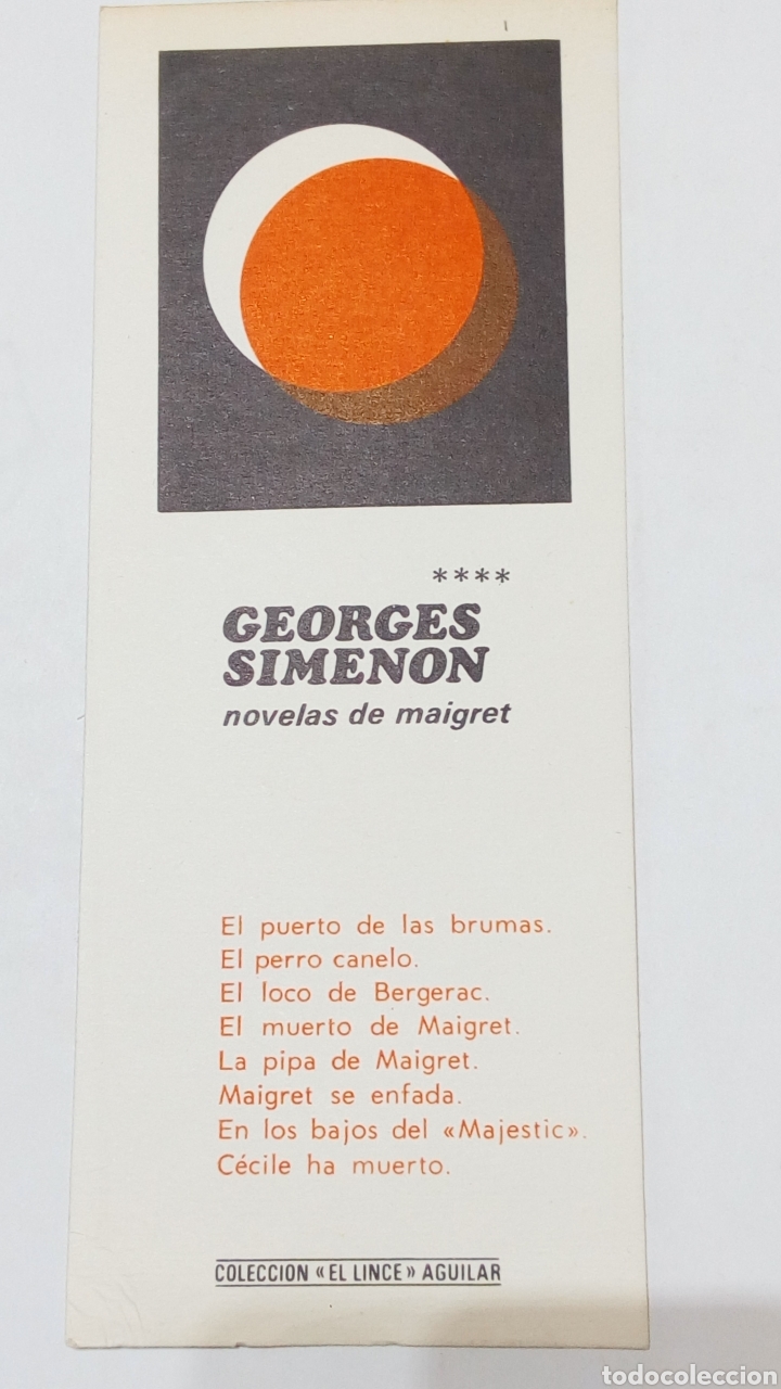 Collectables Bookmark: Marcap&aacute;ginas Colecci&oacute;n El lince Aguilar. George Simenon novelas de Maigret
