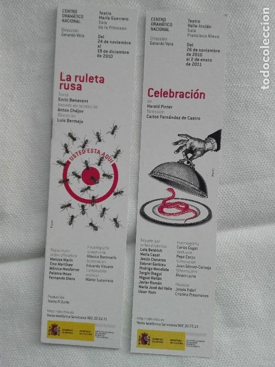 Coleccionismo Marcap&aacute;ginas: marcapaginas - CENTRO DRAMATICO NACIONAL - CELEBRACION / LA RULETA RUSA - HORMIGAS SERPIENTES FAUNA