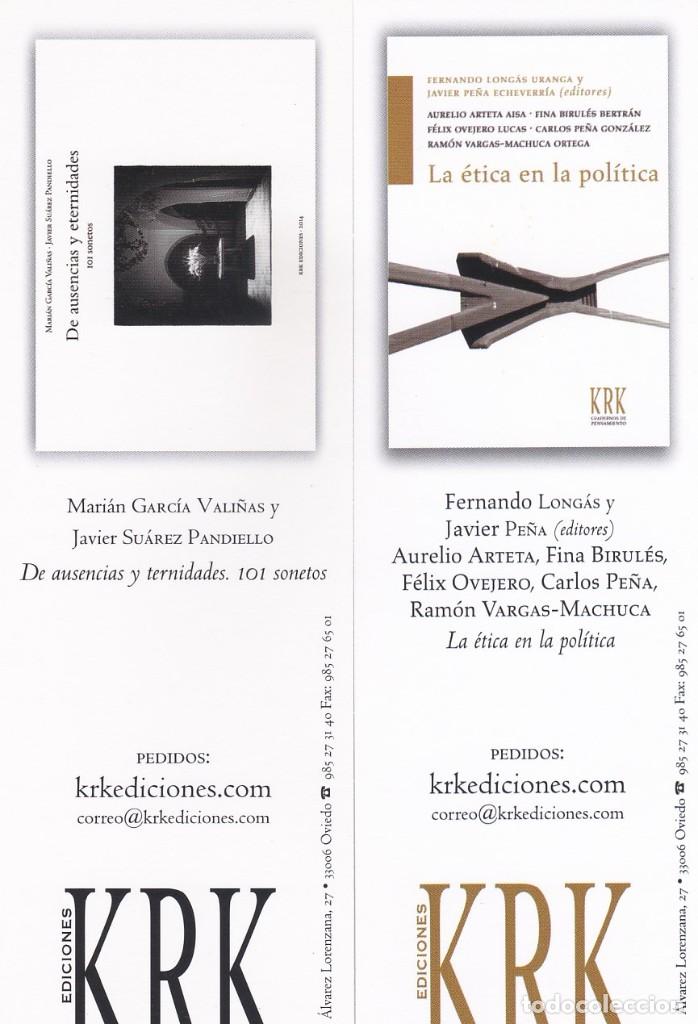 Coleccionismo Marcap&aacute;ginas: MARCAPAGINAS KRK EDICIONES. DE AUSENCIAS Y TERNIDADES.101 SONETOS - LA ETICA EN LA POLITICA