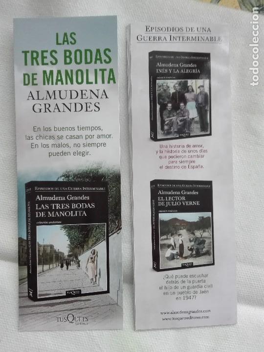 Coleccionismo Marcap&aacute;ginas: GR MARCAPAGINAS - TUSQUETS - LAS TRES BODAS DE MANOLITA / INES ALEGRIA / LECTOR JULIO VERNE