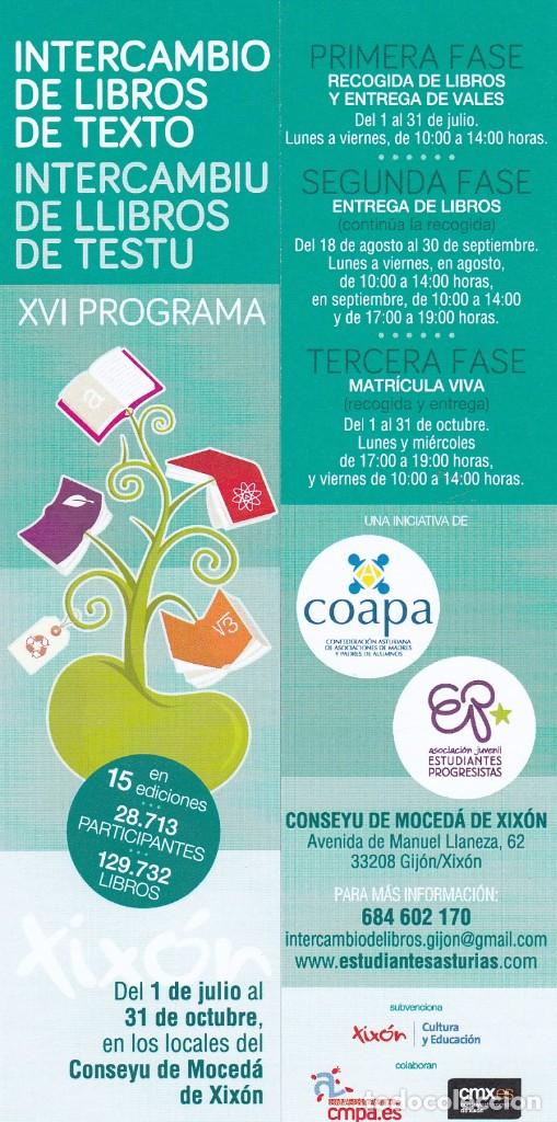 Coleccionismo Marcap&aacute;ginas: MARCAPAGINAS INTERCAMBIO DE LIBROS DE TEXTO. XVI PROGRAMA. GIJON