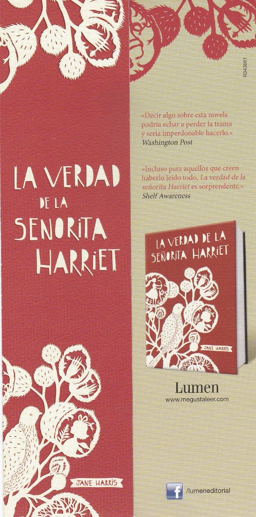 Coleccionismo Marcap&aacute;ginas: MARCAPAGINAS LUMEN. LA VERDAD DE LA SE&Ntilde;ORITA HARRIET