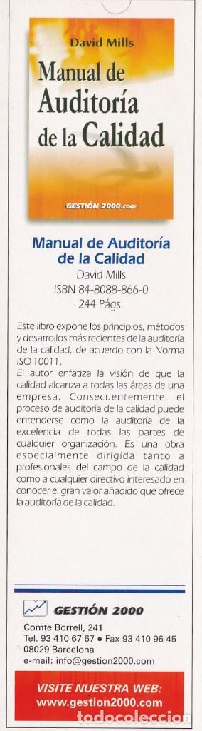 Collectionnisme Marque-pages: MARCAPAGINAS GESTION 2000. MANUAL DE AUDITORIA DE CALIDAD