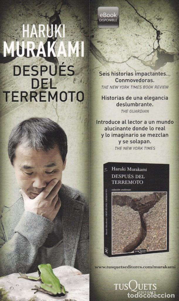 Coleccionismo Marcap&aacute;ginas: MARCAPAGINAS TUSQUETS EDITORES. DESPUES DEL TERREMOTO