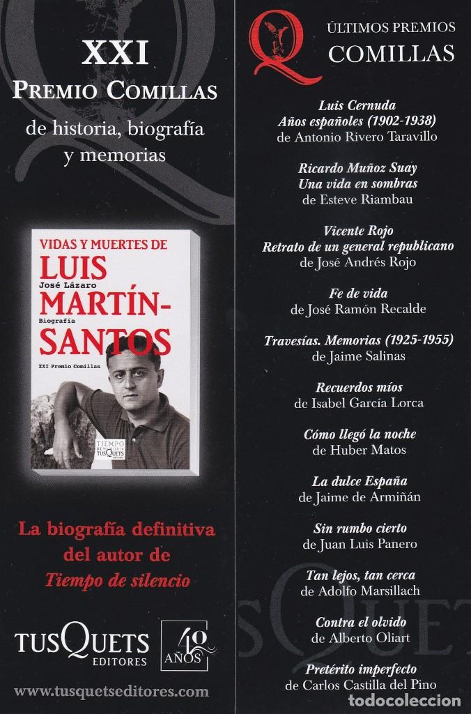Coleccionismo Marcap&aacute;ginas: MARCAPAGINAS TUSQUETS EDITORES. VIDAS Y MUERTES DE LUIS MARTIN-SANTOS