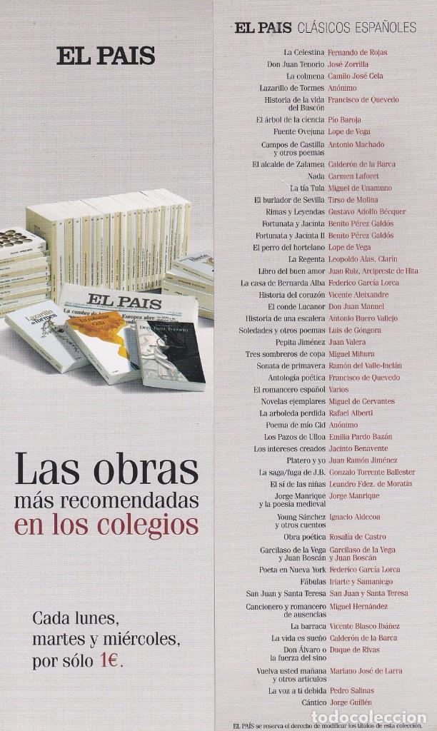 Collectables Bookmark: MARCAPAGINAS EL PAIS. LAS OBRAS MAS RECOMENDADAS EN LOS COLEGIOS