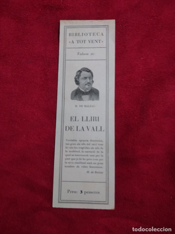 Coleccionismo marcap&aacute;ginas: BIBLIOTECA A TOT VENT PUNT LLIBRE MARCAPAGINAS EL LLIRI DE LA VALL HONORE DE BALZAC