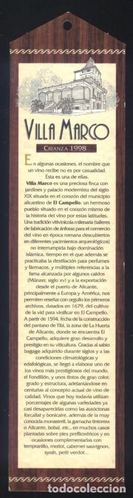Collectionnisme Marque-pages: A-6363- MARCAP&Aacute;GINAS TROQUELADO. VILLA MARCO. CRIANZA DE 1998. AJUNTAMENT EL CAMPELLO (ALICANTE)