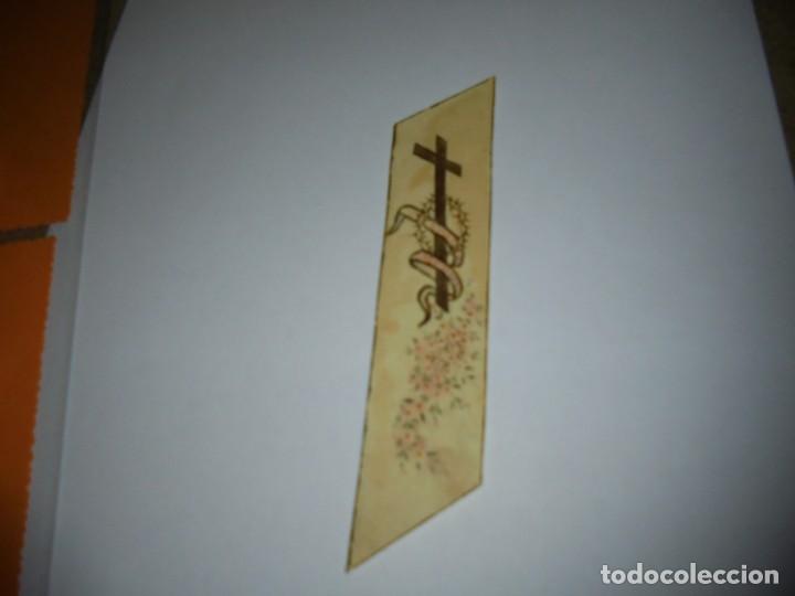 Collectionnisme Marque-pages: ANTIGUO MARCAPAGINAS PINTADO A MANO CRUZ AMOR SACRIFICIO
