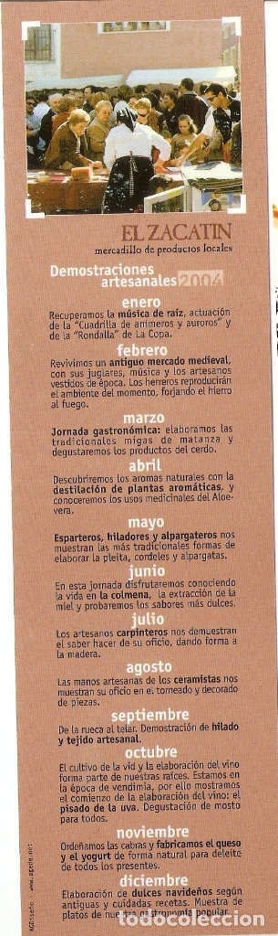Coleccionismo marcap&aacute;ginas: MARCAPAGINAS CALENDARIO ZACATIN 2004 - Foto 1