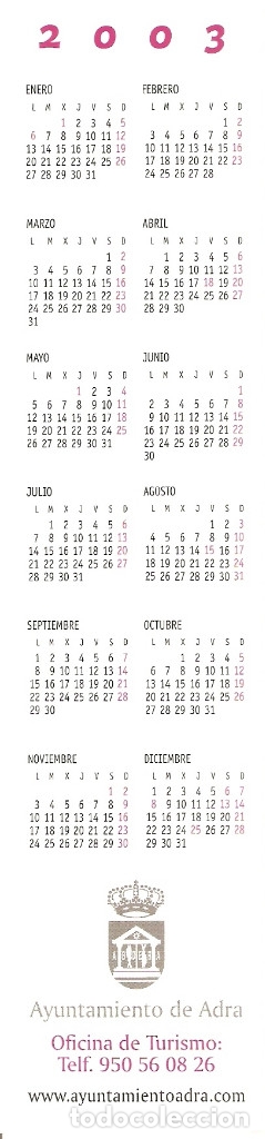 Coleccionismo marcap&aacute;ginas: MARCAPAGINAS CALENDARIO ADRA - Foto 2