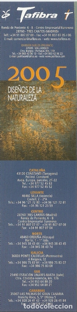 Coleccionismo marcap&aacute;ginas: MARCAPAGINAS CALENDARIO TAFIBRA 2005 - Foto 1