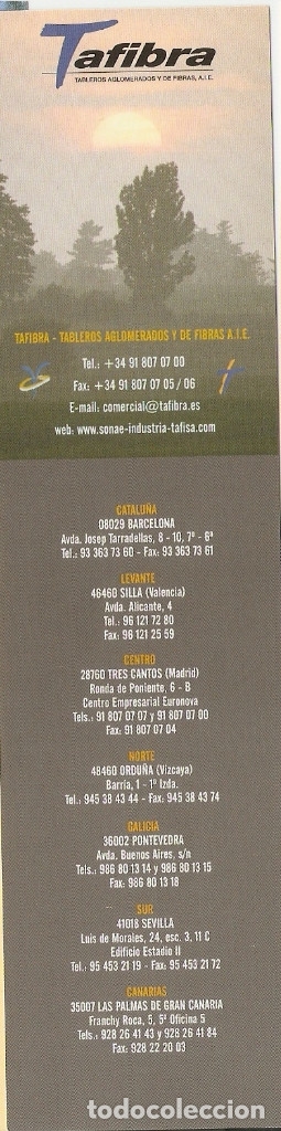 Coleccionismo marcap&aacute;ginas: MARCAPAGINAS CALENDARIO TAFIBRA 2001 - Foto 1