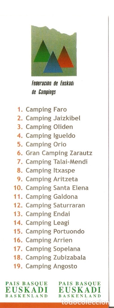 Coleccionismo marcap&aacute;ginas: MARCAPAGINAS CAMPINGS EUSKADI - Foto 2