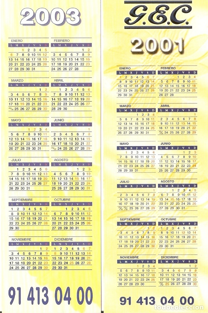 Coleccionismo marcap&aacute;ginas: 2 MARCAPAGINAS CALENDARIO SOVIAL ELECTRONICA - 2001 Y 2003 - Foto 2
