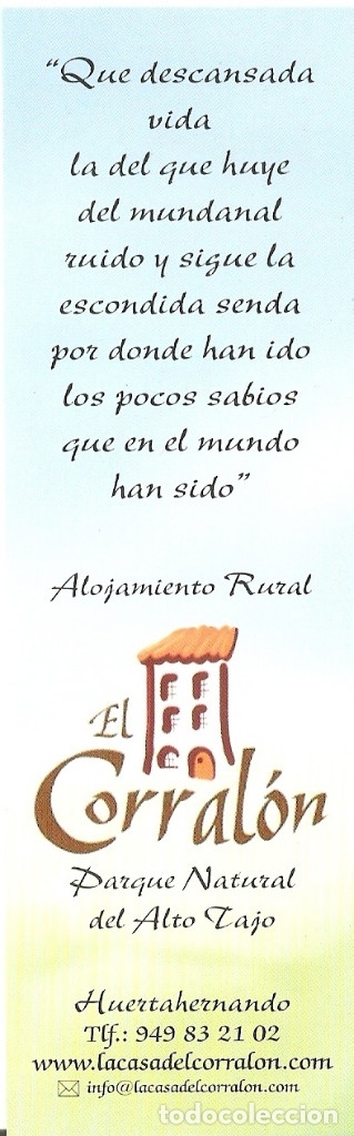 Coleccionismo Marcap&aacute;ginas: MARCAPAGINAS ALOJAMIENTO RURAL EL CORRALON