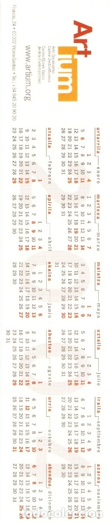 Coleccionismo marcap&aacute;ginas: MARCAPAGINAS CALENDARIO MUSEO ART IUM - Foto 2