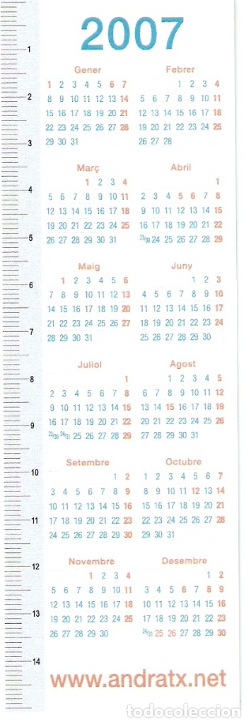 Coleccionismo marcap&aacute;ginas: MARCAPAGINAS CALENDARIO ANDRATX - Foto 2