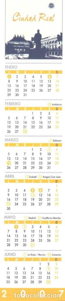 Coleccionismo marcap&aacute;ginas: MARCAPAGINAS CALENDARIO CIUDAD REAL 2007 - Foto 1