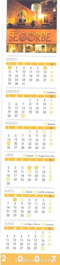Coleccionismo marcap&aacute;ginas: MARCAPAGINAS CALENDARIO SEGORBE 2007 - Foto 1