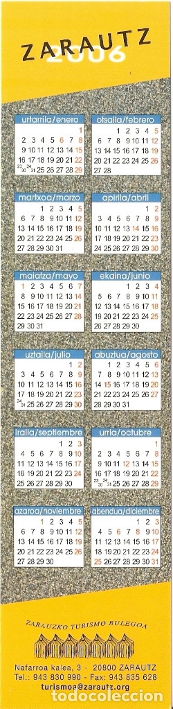 Coleccionismo marcap&aacute;ginas: MARCAPAGINAS CALENDARIO ZARAUTZ 2006 - Foto 2