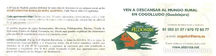 Coleccionismo Marcap&aacute;ginas: MARCAPAGINAS CALENDARIO APARTAMENTOS DO&Ntilde;A ALDONZA